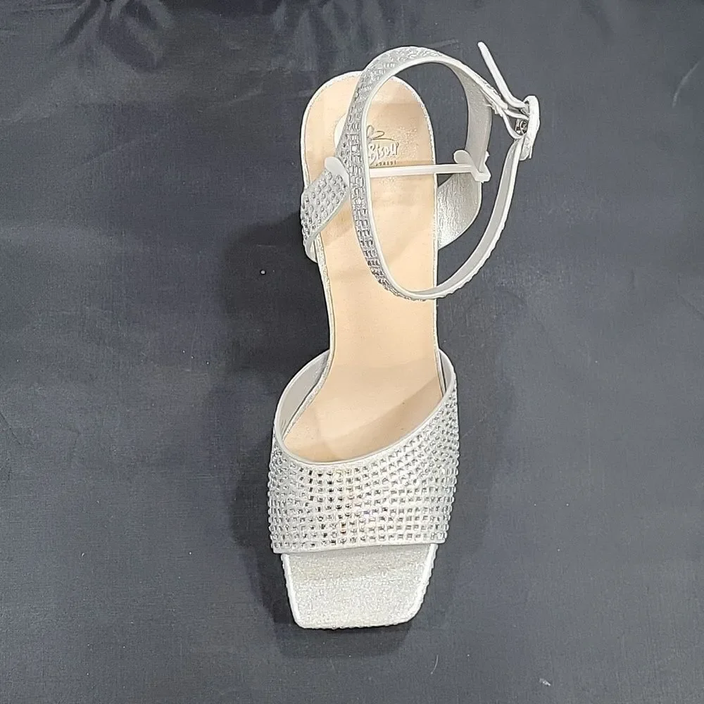 BRAND NEW BISSOU BISSOU JEWEL STUDDED EMBELLISHMENTS SQUARE TOE HIGH HELL SANDAL